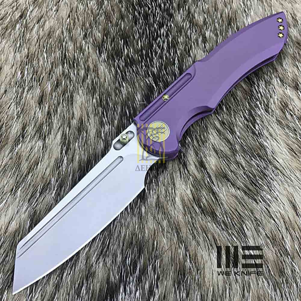 Нож складной, сталь Bohler M390, длина клинка 97 мм, рукоять титан, цвет фиолетовый, клипса, замок f Нож складной, сталь Bohler M390, длина клинка 97 мм, рукоять титан, цвет фиолетовый, клипса, замок f