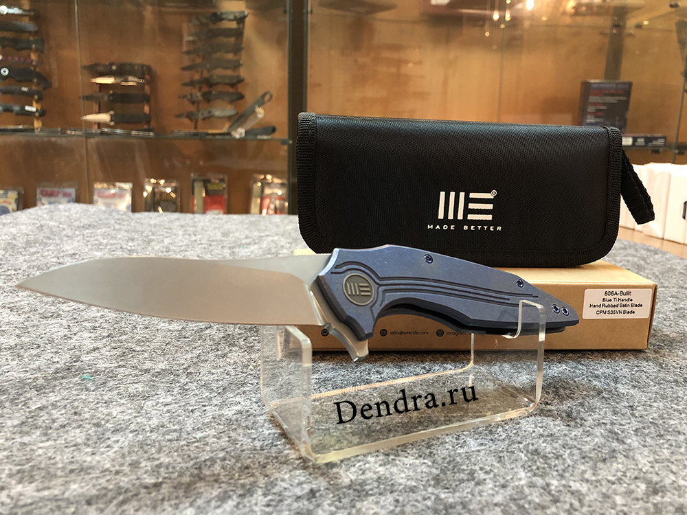 Нож складной  Bullit 806A, цвет синий, сталь CPM-S35VN, длина клинка 88,9 мм, рукоять титан, frame-l