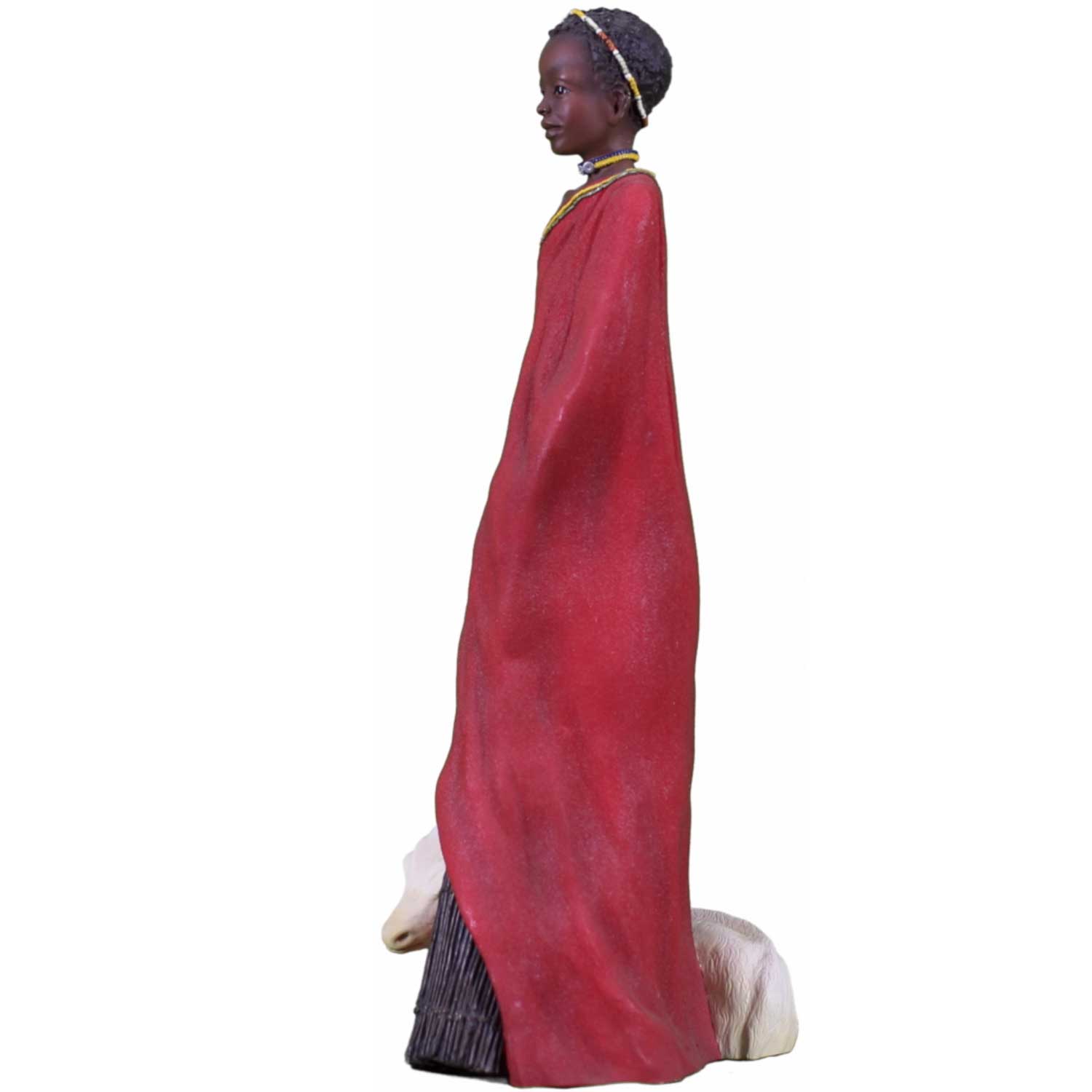 Фигурка Масаи-Амира с ягненком, цветная,полистоун Фигурка Масаи-Амира с ягненком, цветная,полистоун