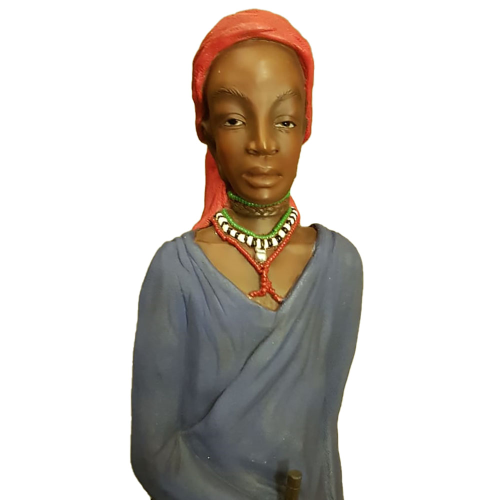 Фигурка Масаи-Китвана, в платке,цветная,полистоун