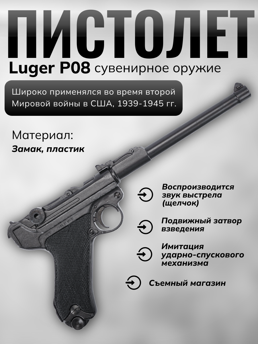 Пистолет Люгера P08, артиллерийская модель, Германия, 1917 год Пистолет Люгера P08, артиллерийская модель, Германия, 1917 год