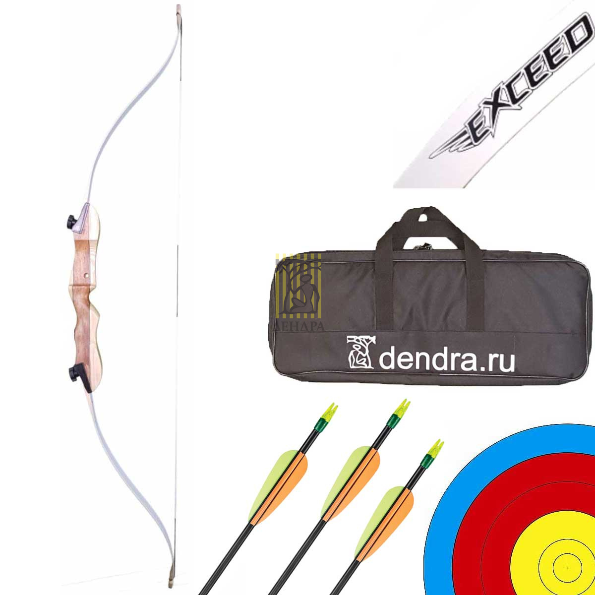 Лук классический Exceed с комплектом аксессуаров, длина 68", сила 30 lbs, рукоять дерево, плечи дере