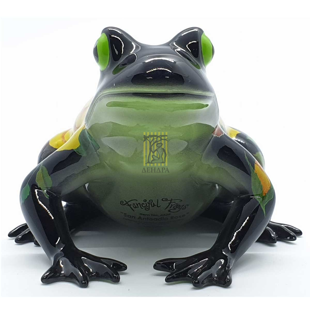 Жаба черная с розой/керамика