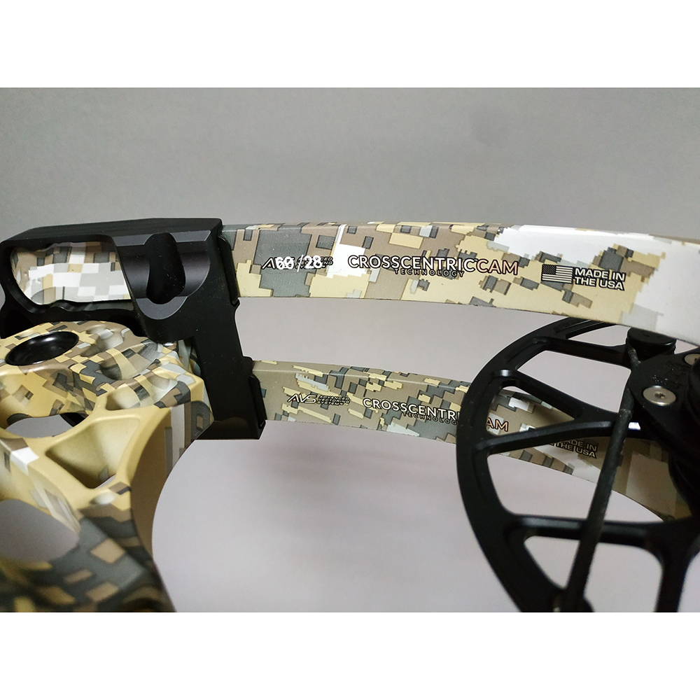 Лук блочный TRIAX, начальная скорость 343 фут в сек, расстояние между осями 28", база 6", сила 60 lb