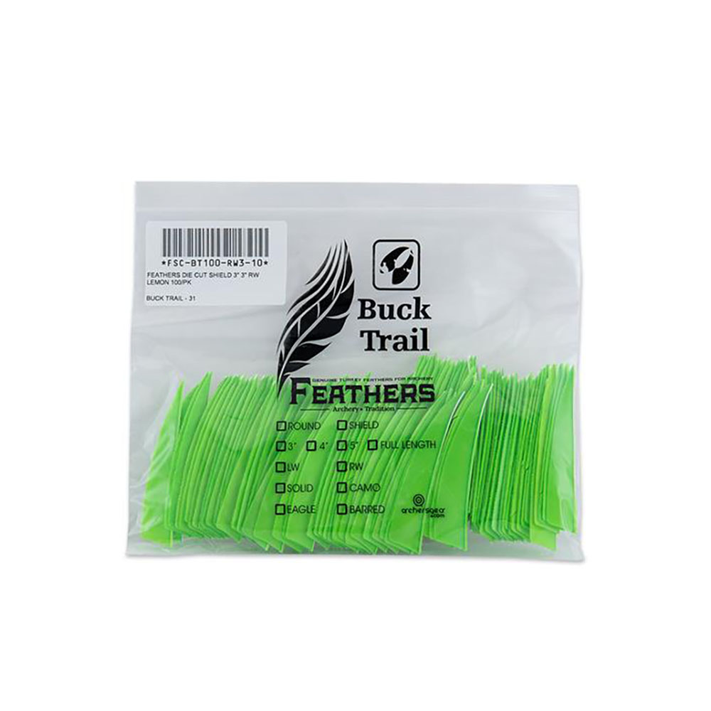 Оперение натуральное для стрел, форма Shield, размер 3", цвет лимонный, производитель Buck Trail, 10 Оперение натуральное для стрел, форма Shield, размер 3", цвет лимонный, производитель Buck Trail, 10