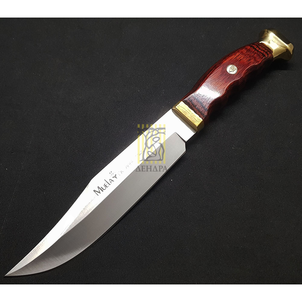 Нож "BOWIE" с фикс клинком длиной 18 см, рукоять Pakka wood, ножны кожа