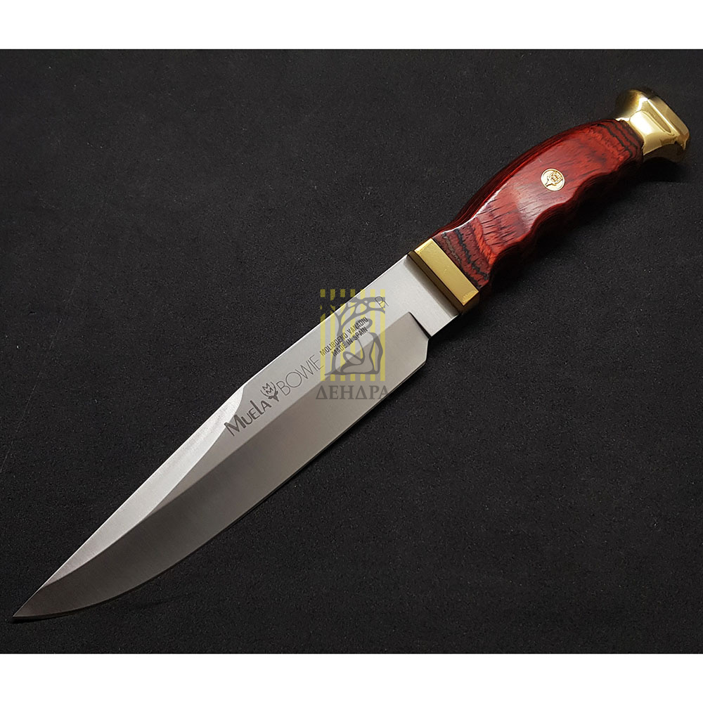 Нож "BOWIE" с фикс клинком длиной 18 см, рукоять Pakka wood, ножны кожа