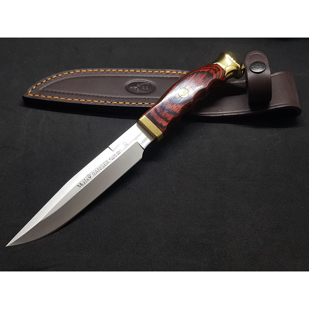 Нож "RANGER" с фикс клинком длиной 14 см, рукоять красная микарта, ножны кожа