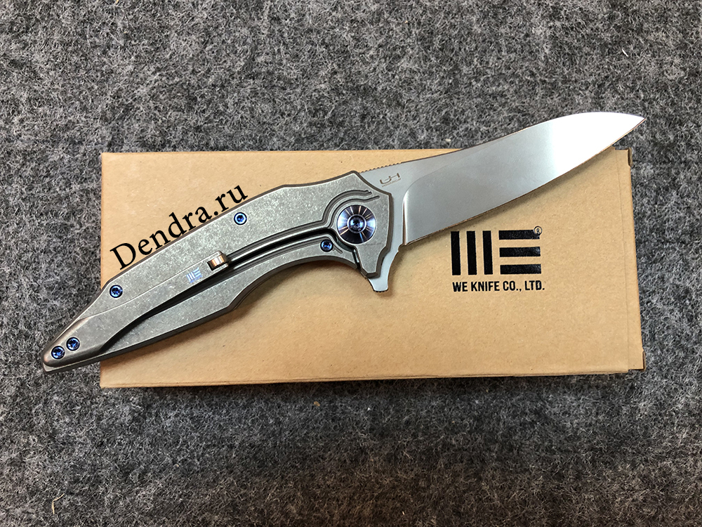 Нож складной Bullit 806C, цвет серый, сталь CPM-S35VN, длина клинка 88,9 мм, рукоять титан, frame-lo