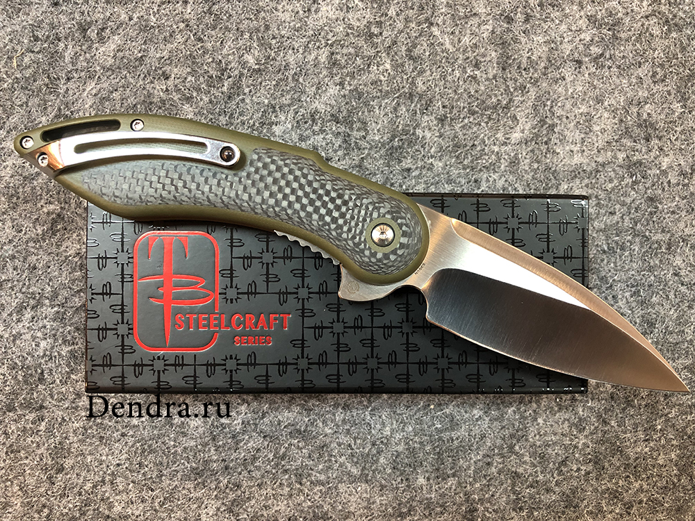 Нож Glimpse 7.0, сталь CPM-S35VN, длина клинка 3.750″, сатин, рукоять G10/карбон,зеленая,  без дола