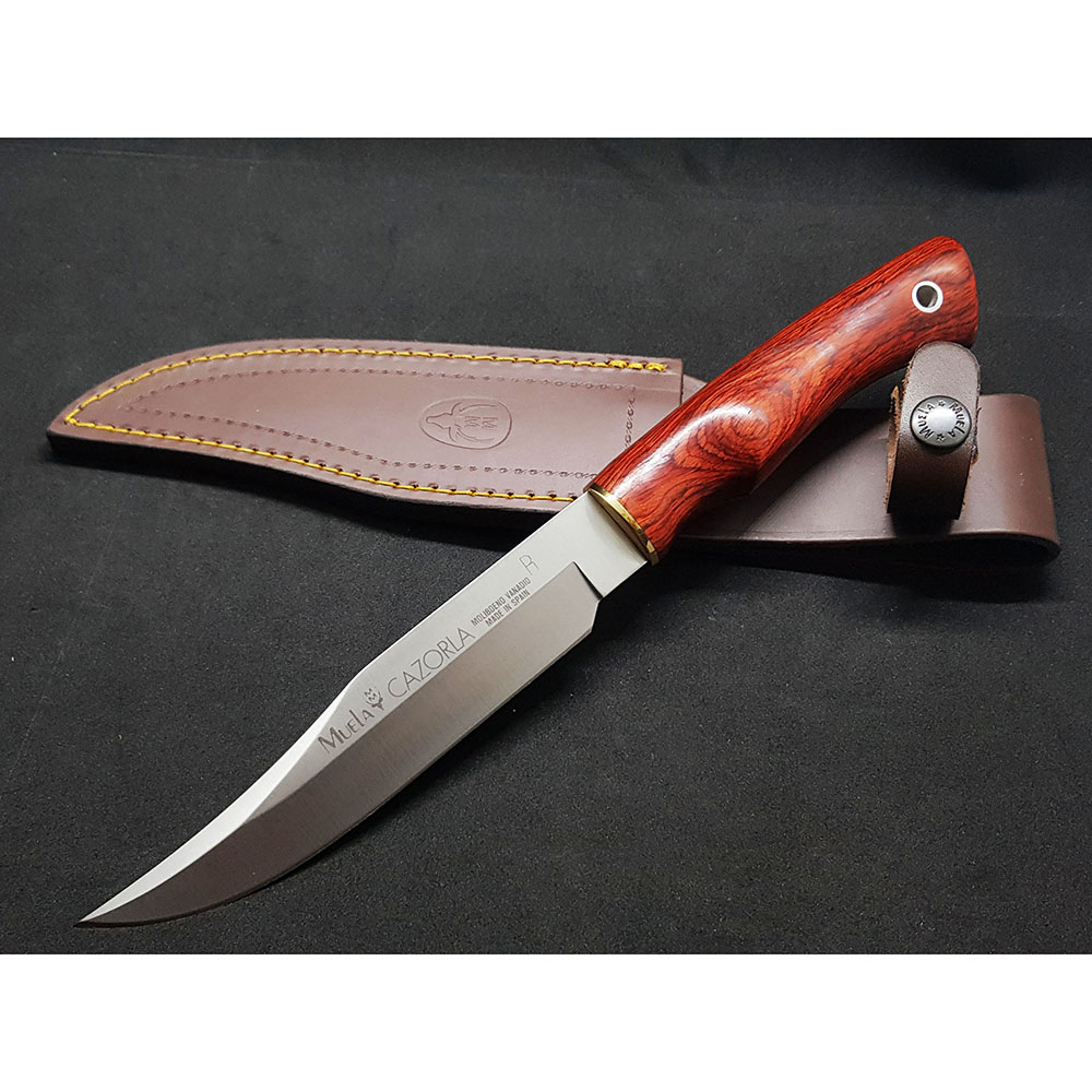 Нож серии серии "CAZ" с фикс клинком длиной 16 см, рукоять красная микарта, ножны кожа