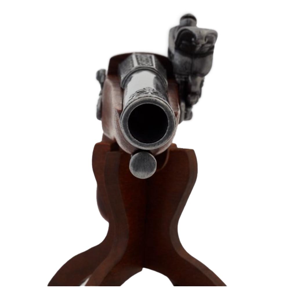 Кремневый пистолет из металла и дерева с имитацией механизма заряжания и стрельбы,18 век, длина 38,5