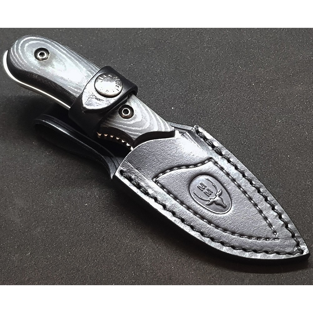 Нож-скиннер "IBEX", клинок 7,5 см, рукоять красная микарта, ножны кожа