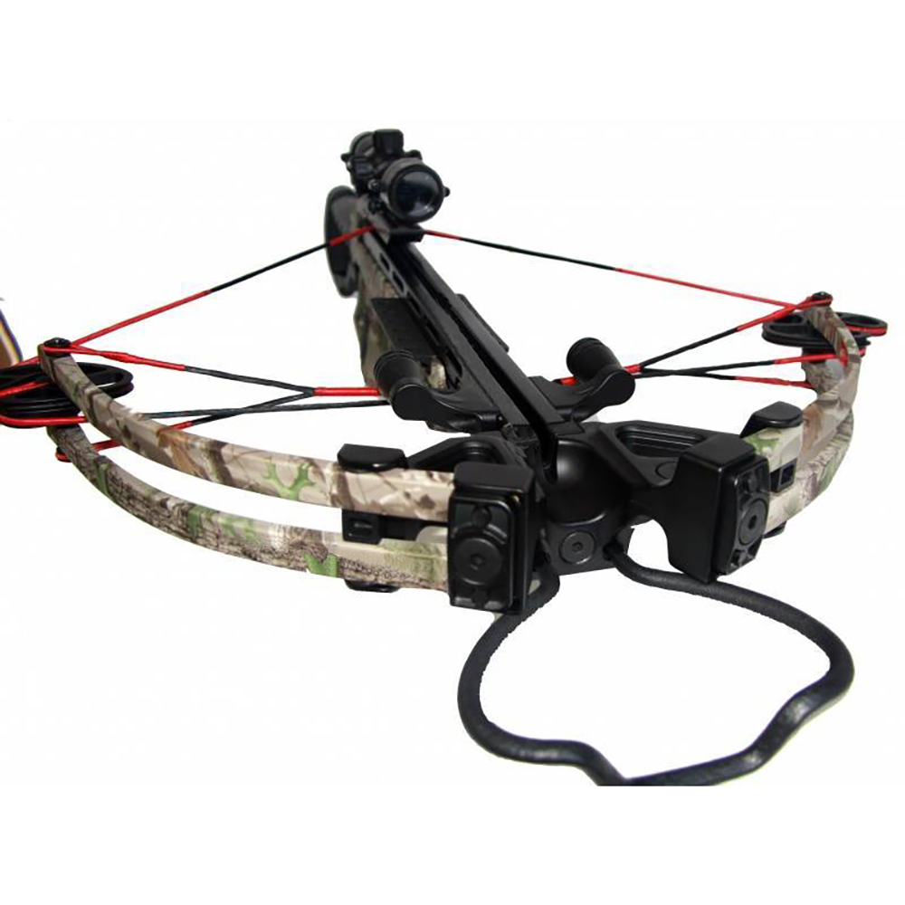 Арбалет блочный, начальная скорость 370 фут/сек, сила 95Lbs, длина натяжения 14", цвет камуфлированн