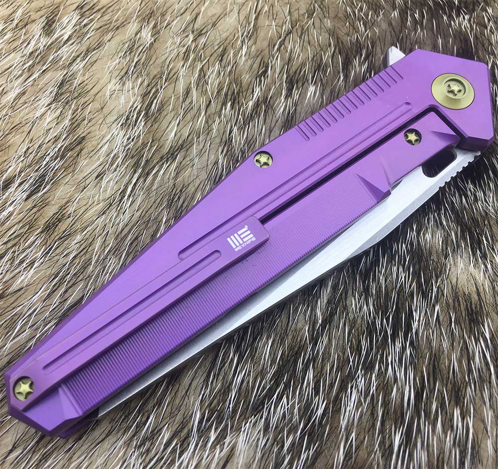 Нож складной, сталь CPM-S35VN, длина клинка 98 мм, рукоять титан, цвет фиолетовый, клипса, замок fra Нож складной, сталь CPM-S35VN, длина клинка 98 мм, рукоять титан, цвет фиолетовый, клипса, замок fra