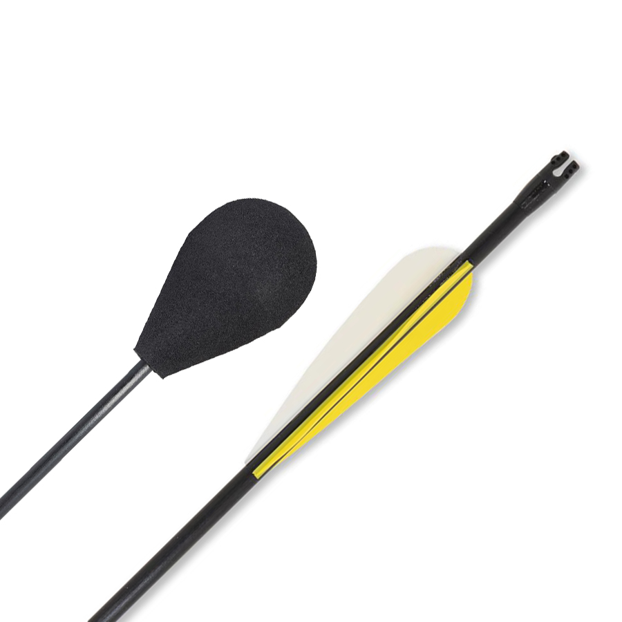 Стрелы для лука с резиновым наконечником, длина 29", оперение желтое с белым, хвостовик, комплект 4