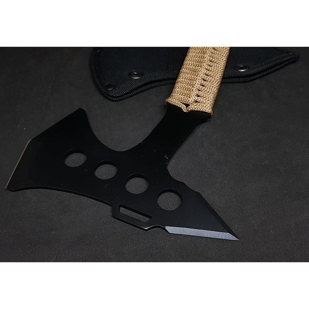 Топорик охотничий, длина 26 см, рукоятка коричневая оплетка, чехол нейлон