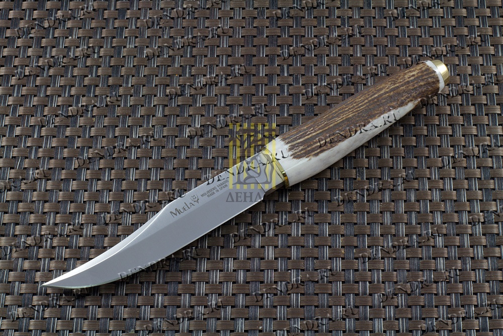 Нож серии "SH" с фикс клинком длиной 14 см, рукоять рог оленя, ножны кожа