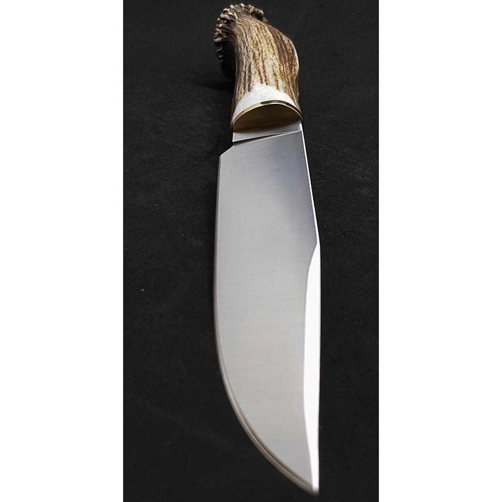 Нож "SARRIO" с фикс клинком длиной 19 см, рукоять рог оленя с кроной, ножны кожа