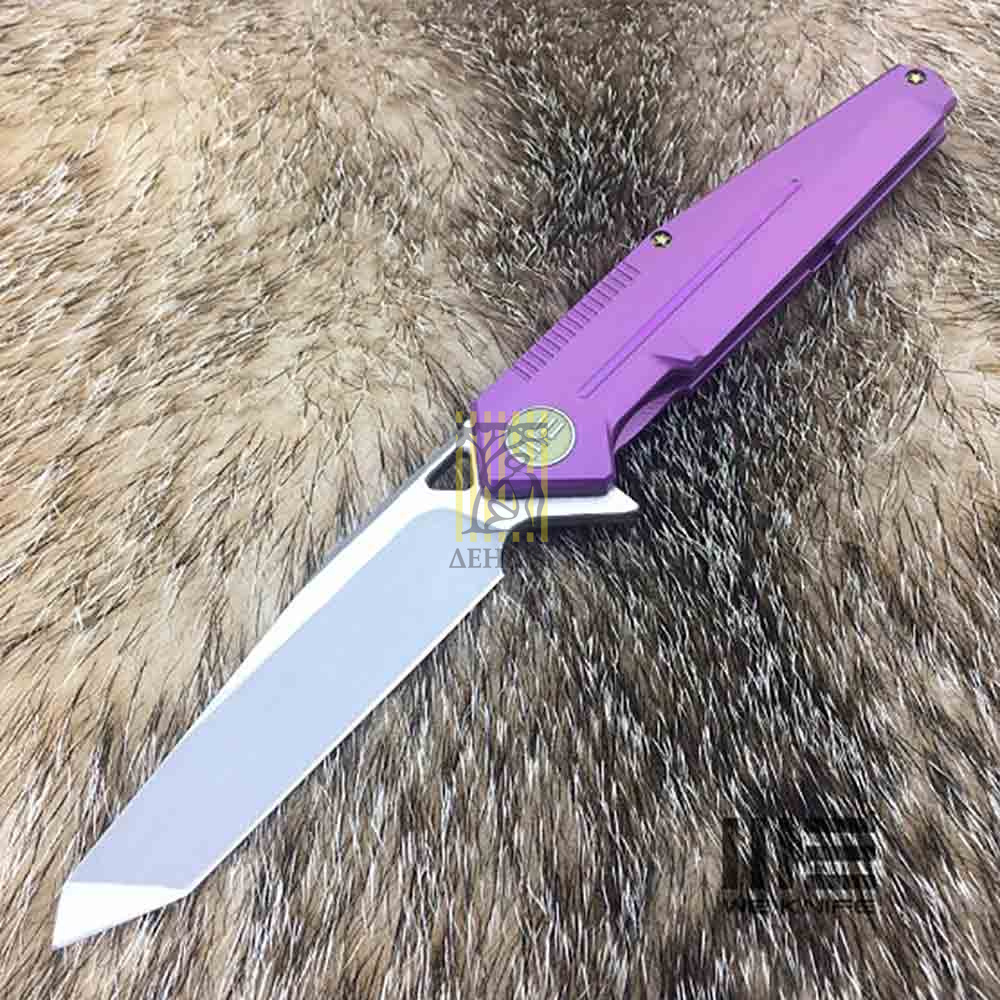 Нож складной, сталь CPM-S35VN, длина клинка 98 мм, рукоять титан, цвет фиолетовый, клипса, замок fra Нож складной, сталь CPM-S35VN, длина клинка 98 мм, рукоять титан, цвет фиолетовый, клипса, замок fra