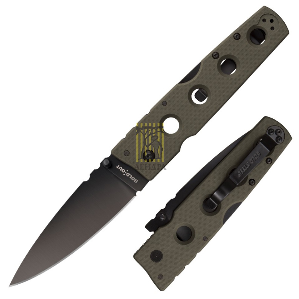 Нож "Hold Out II" складной, сталь Carpenter CTS® XHP, рукоять пластик G-10, цвет зеленый, клипса