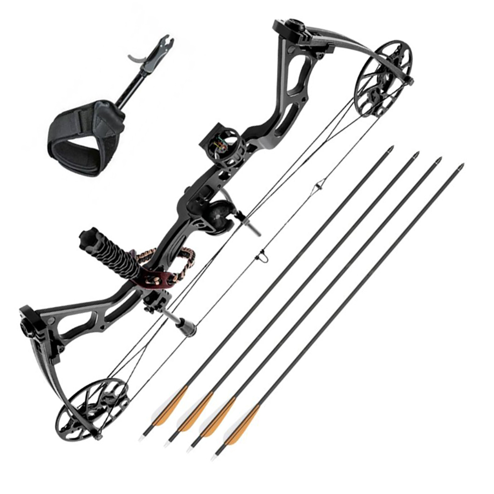 Лук блочный, сила 60 Lbs, между осями 30", длина натяжения 19-31", с комплектом аксессуаров: 4 карбо