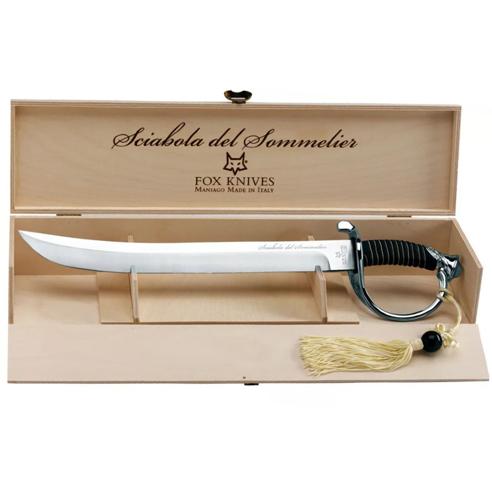 Сабля сувенирная для открывания шампанского в подарочной коробке с подставкой в комплекте, малая