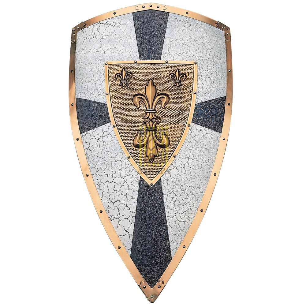 Щит рыцарский "Карла Великого", цвет черно-белый, размер 69 х 46 см, материал металл с покрытие кера