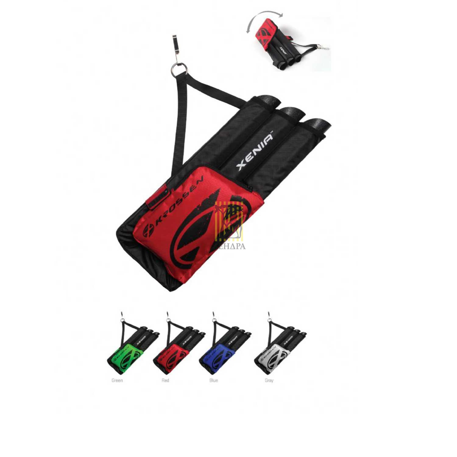 Кивер для лука Krossen, три отделения для стрел, правый, цвет зеленый