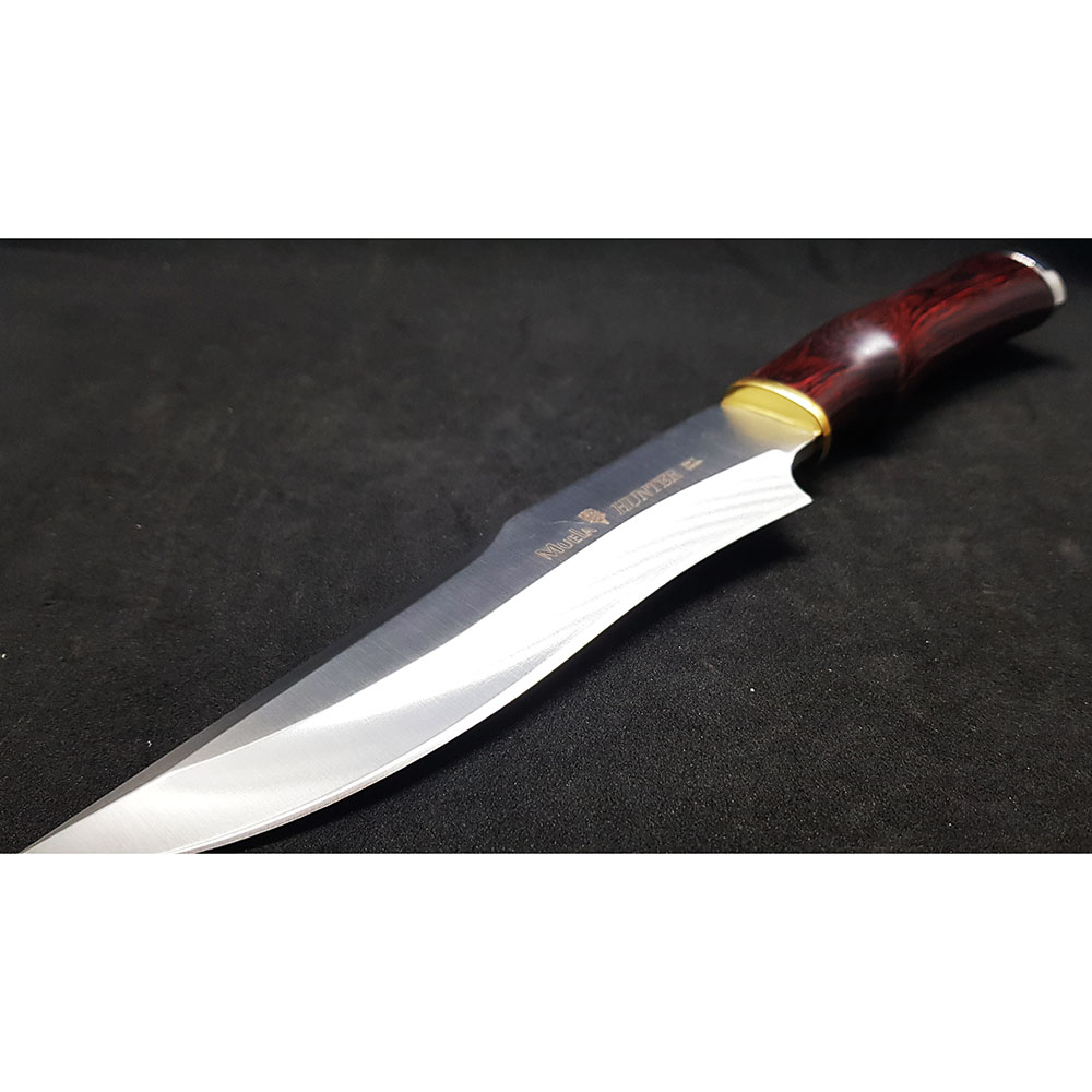 Нож "HUNTER" с фикс клинком длиной 17 см, рукоять красная микарта, ножны кожа Нож "HUNTER" с фикс клинком длиной 17 см, рукоять красная микарта, ножны кожа