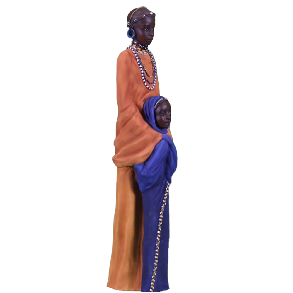 Фигурка Масаи-Кибиби с ребенком, цветная,полистоун Фигурка Масаи-Кибиби с ребенком, цветная,полистоун