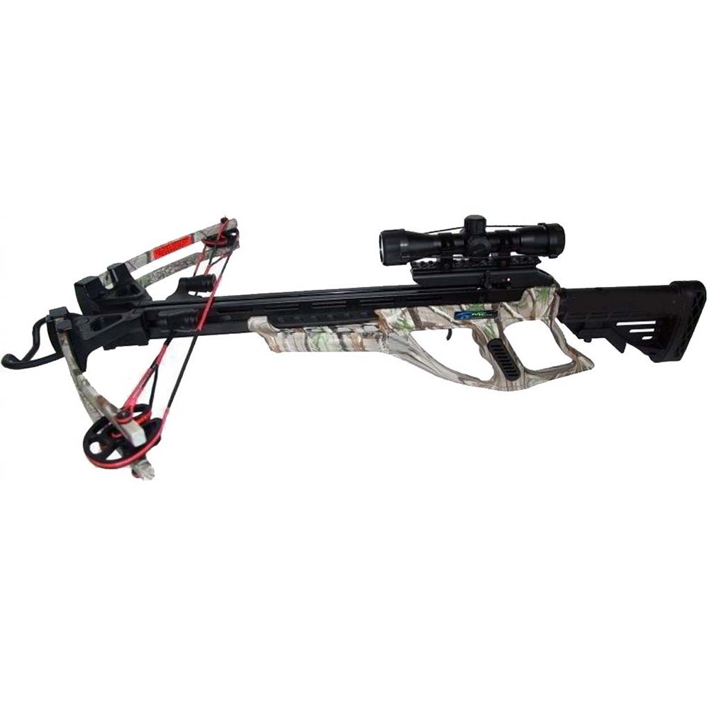 Арбалет блочный, начальная скорость 370 фут/сек, сила 95Lbs, длина натяжения 14", цвет камуфлированн