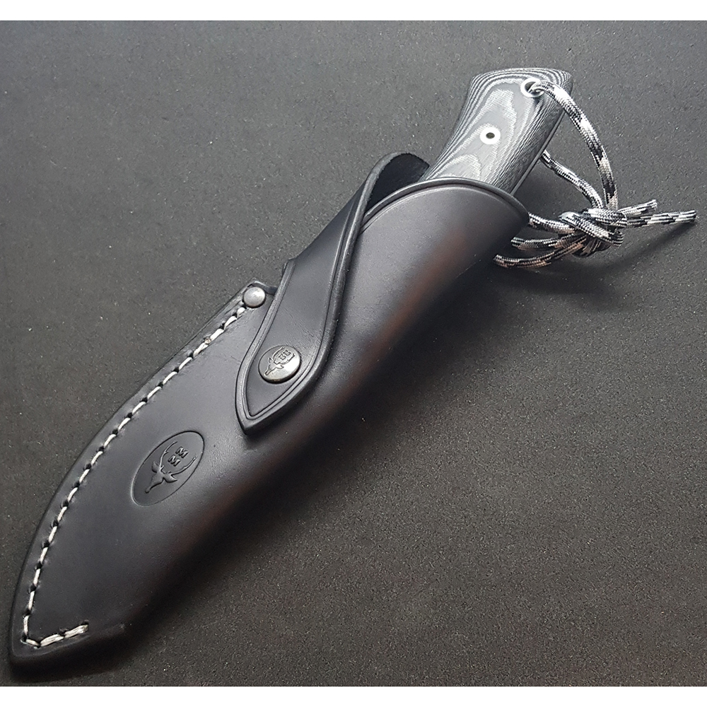 Нож "GAVILAN" с фикс клинком длиной 13 см, рукоять черная микарта, ножны кожа