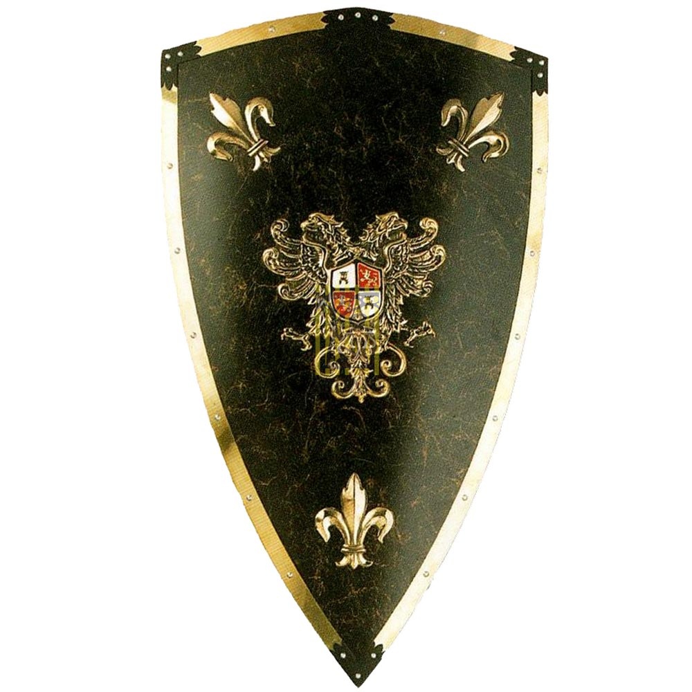 Щит рыцарский  "Карла V Великого", цвет черный, размер 69 х 46 см, материал металл с покрытие керами