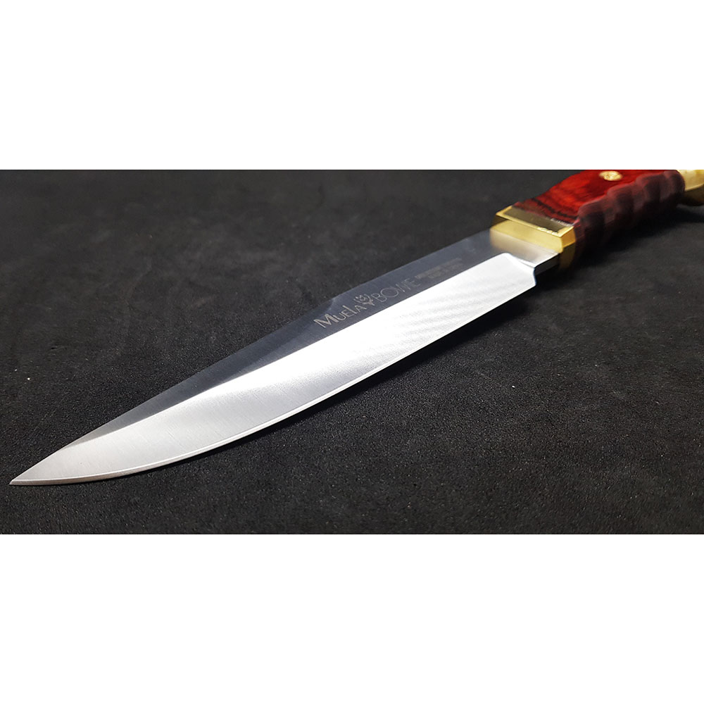 Нож "BOWIE" с фикс клинком длиной 18 см, рукоять Pakka wood, ножны кожа