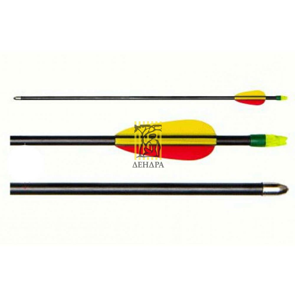 Стрела для лука, материал фиброглас, длина 30", резиновое оперение 4", спортивный наконечник, цвет ч Стрела для лука, материал фиброглас, длина 30", резиновое оперение 4", спортивный наконечник, цвет ч