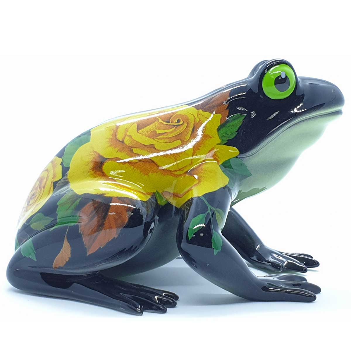 Жаба черная с розой/керамика