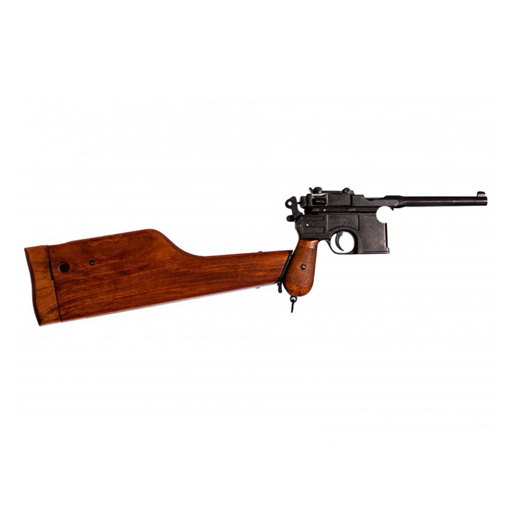 Маузер К96 самозарядный пистолет, колибр 7,63, разработан в 1896 г с деревянной кобурой-прикладом