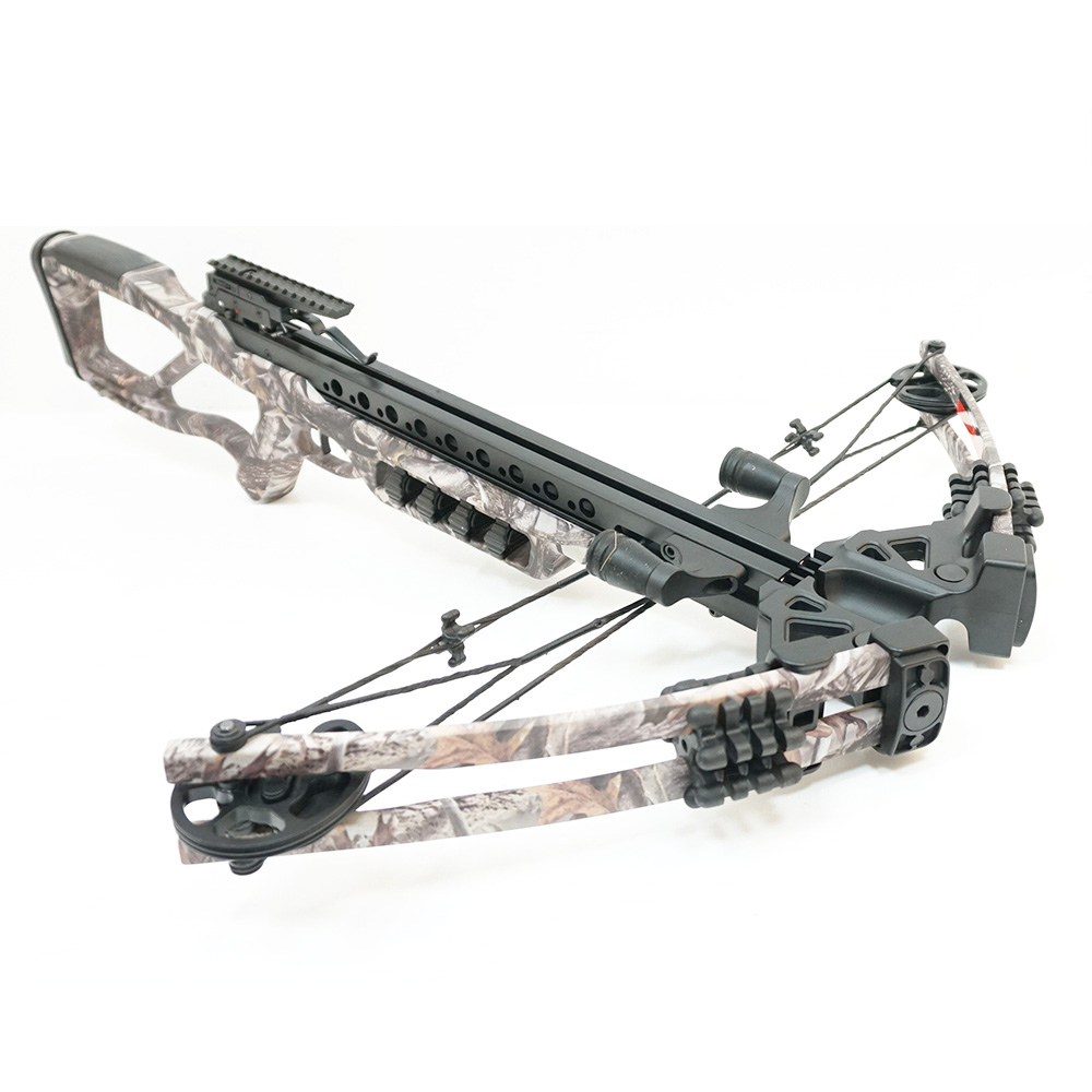 Арбалет блочный, начальная скорость 370 фут/сек, сила 95Lbs, длина натяжения 14", цвет камуфлированн