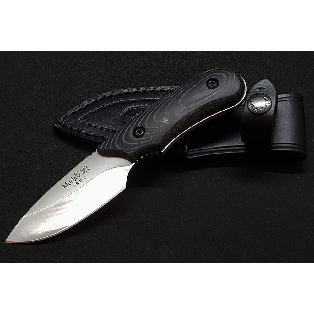 Нож-скиннер "IBEX", клинок 7,5 см, рукоять красная микарта, ножны кожа