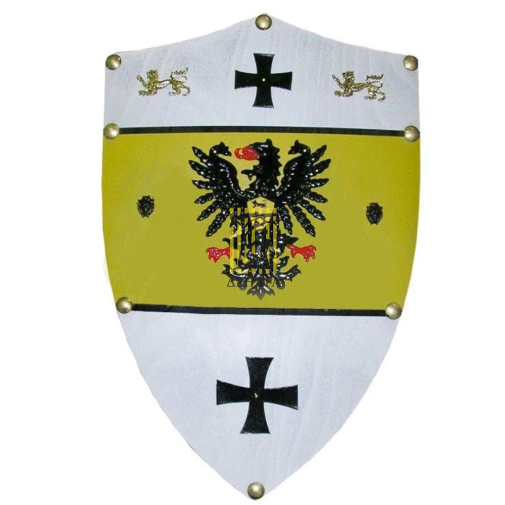 Щит геральдический Барбароссы , цвет желтый с белый, размер 76 х 48 см, материал сталь
