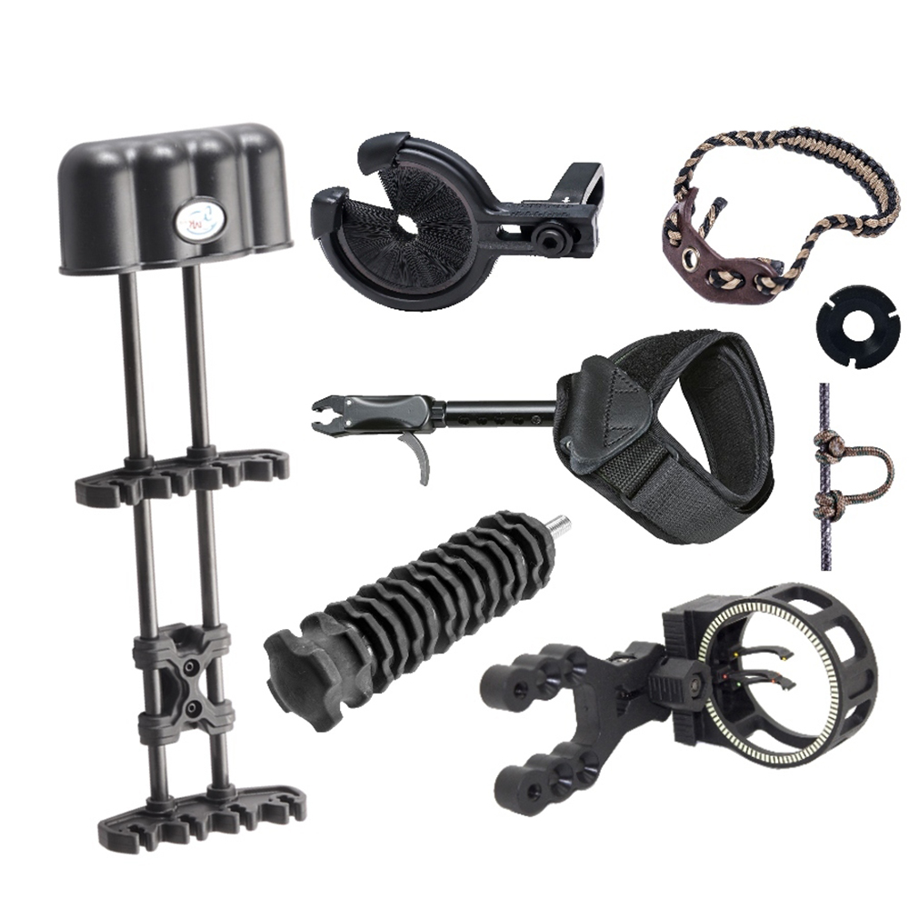 Лук блочный, сила 60 Lbs, между осями 30", длина натяжения 19-31", с комплектом аксессуаров: 4 карбо