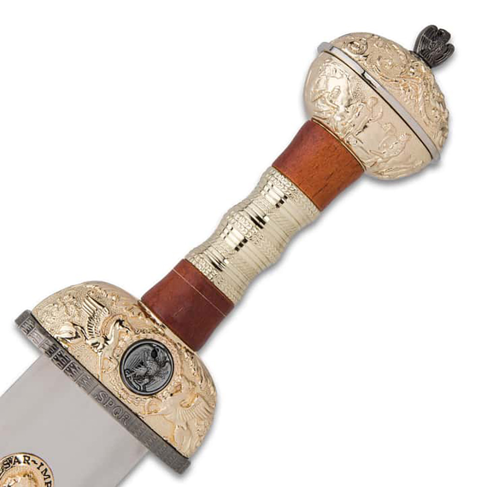 Меч "Юлий Цезарь", клинок с гравировкой, рукоять дерево/латунь