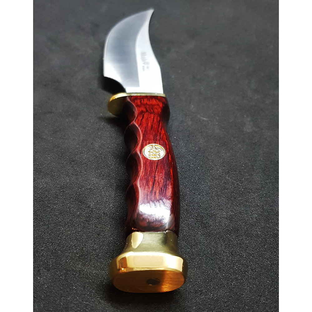 Нож "DP" с фикс клинком длиной 10 см, рукоять красная микарта, ножны кожа