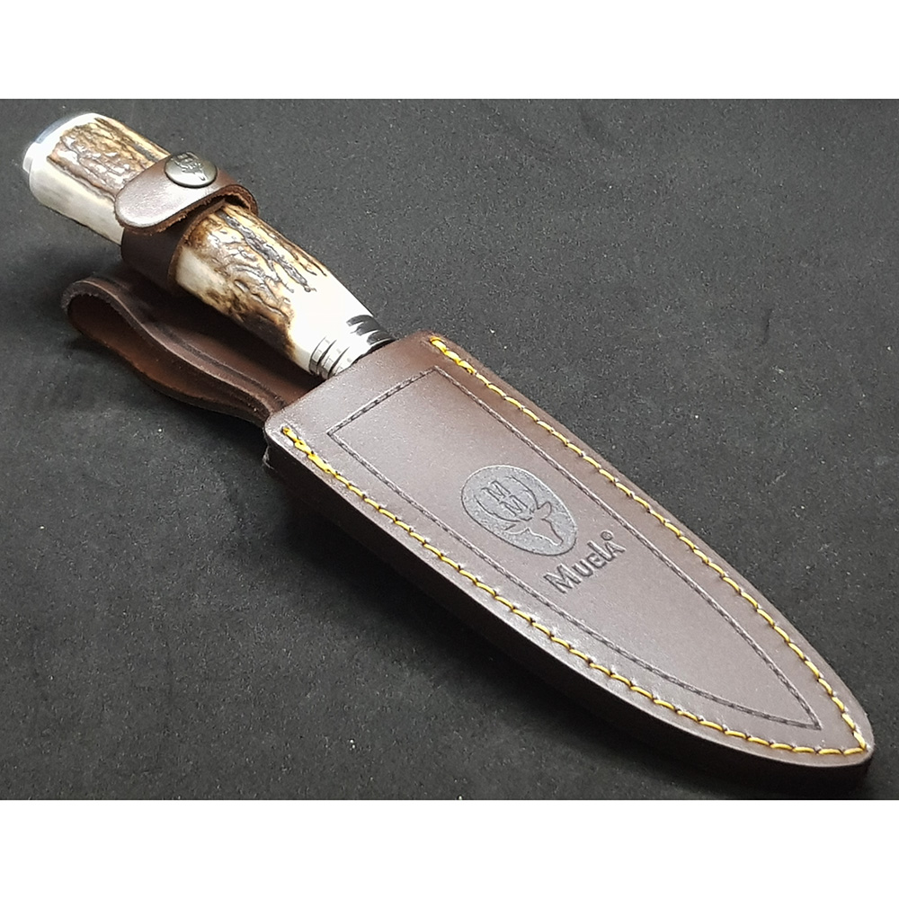 Нож серии "CS" с фикс клинком длиной 15 см, рукоять рог оленя, ножны кожа