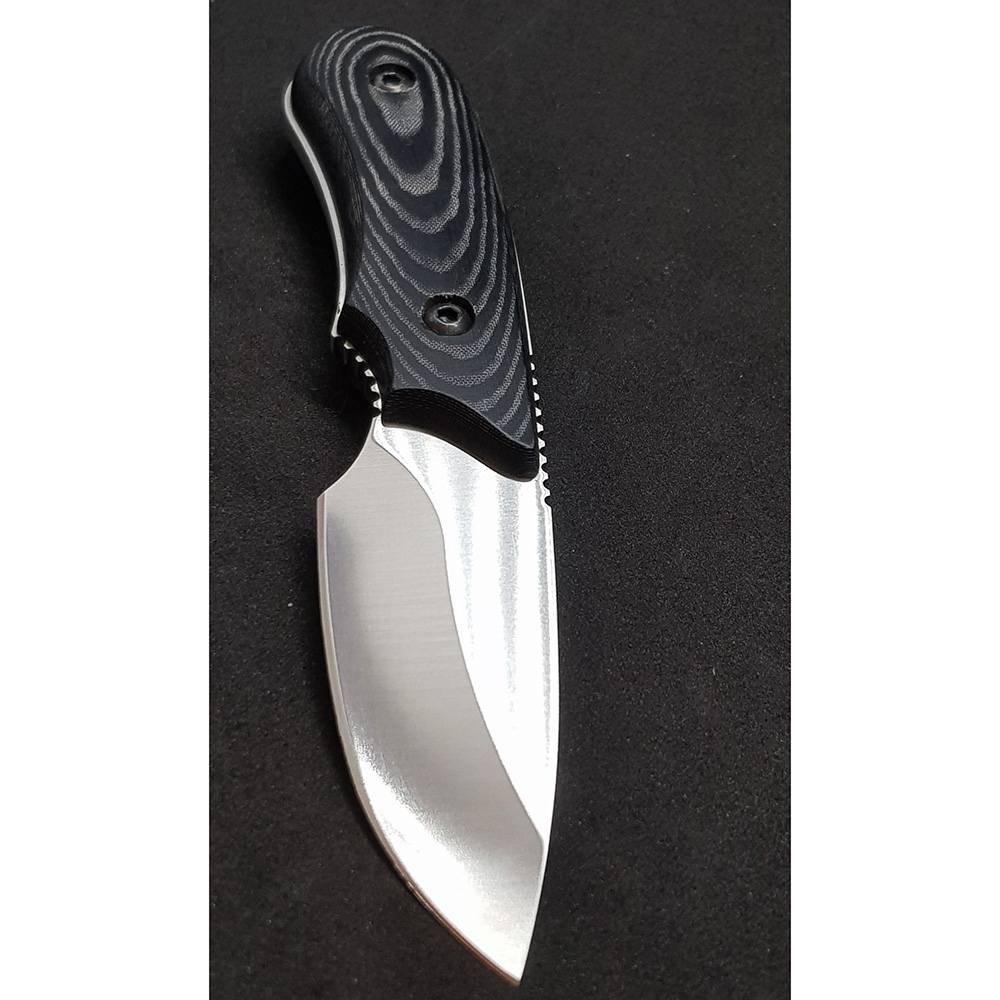 Нож-скиннер "IBEX", клинок 7,5 см, рукоять красная микарта, ножны кожа