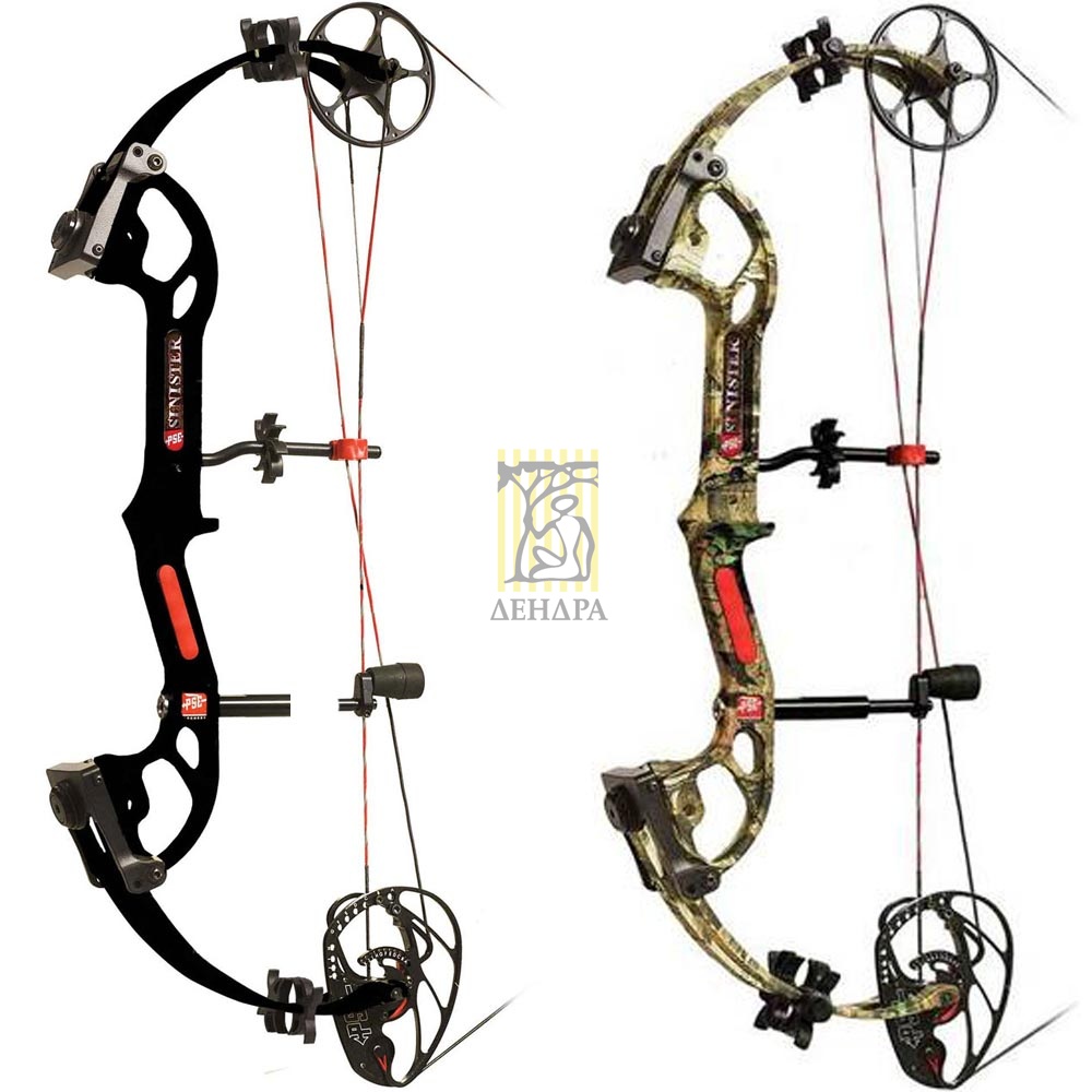 Лук блочный SINISTER, начальная скорость 327 фут в сек, сила 60lbs, длина натяжения 29", блоки AP, с