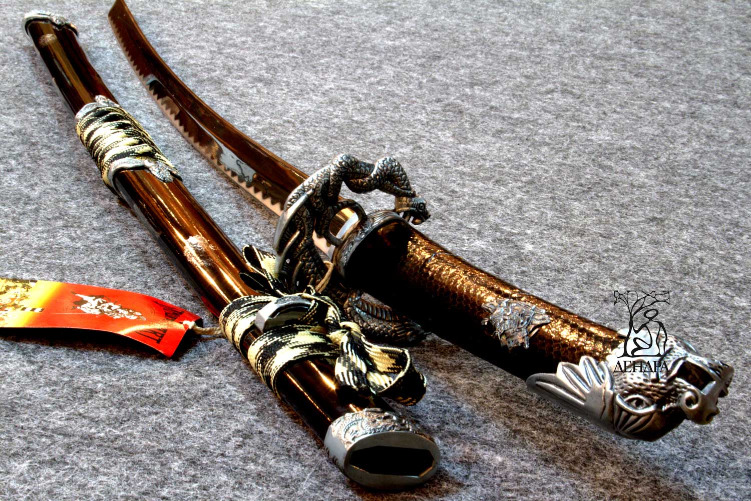 Катана "Черная Змея", цвет чёрно-серый, ножны плетёные, латунь