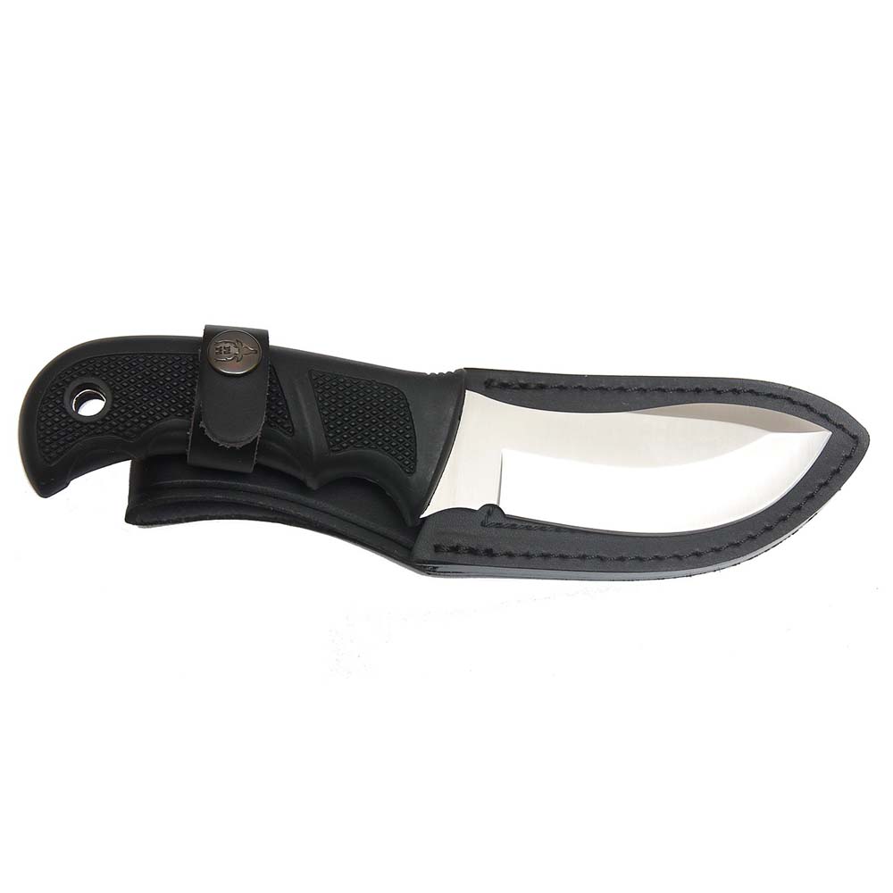 Нож-скиннер "SIOUX", клинок 10 см, рукоять черный пластик, ножны кожа