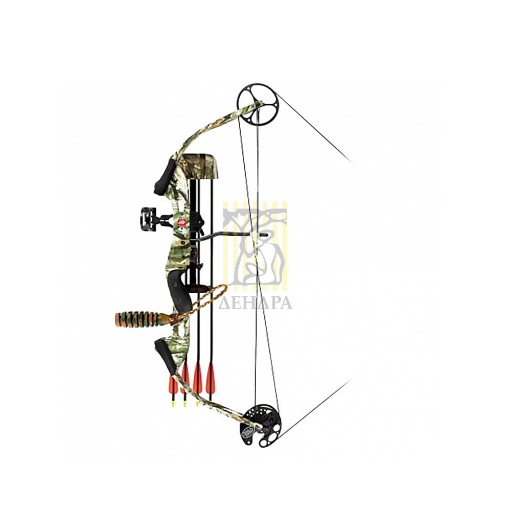 Комплект: лук блочный NOVA1, блоки NI, правый, сила 60lbs, длина натяжения 29", цвет камуфляж, прице